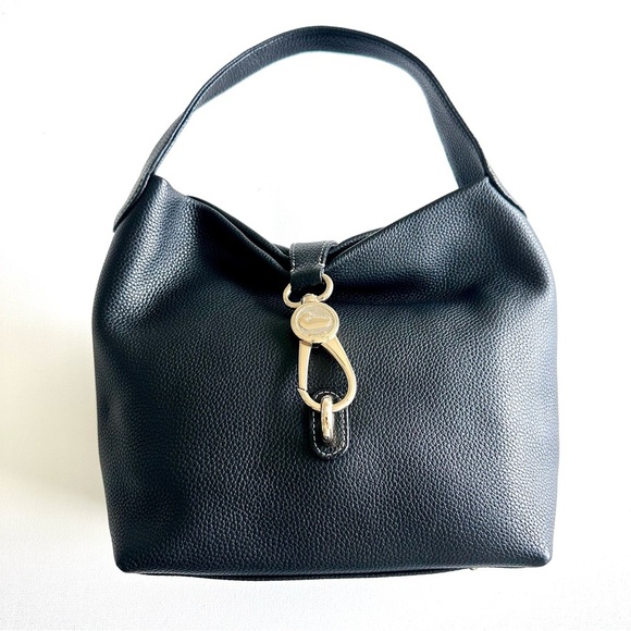 Dooney & Bourke Lucca Black Pebbled Leather Logo Lock Hobo - Picture 3 of 8